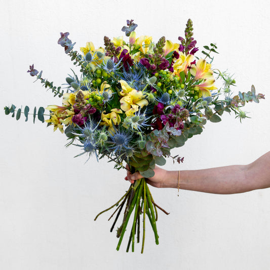 זר צהוב, סגול עם נגיעת בורדו