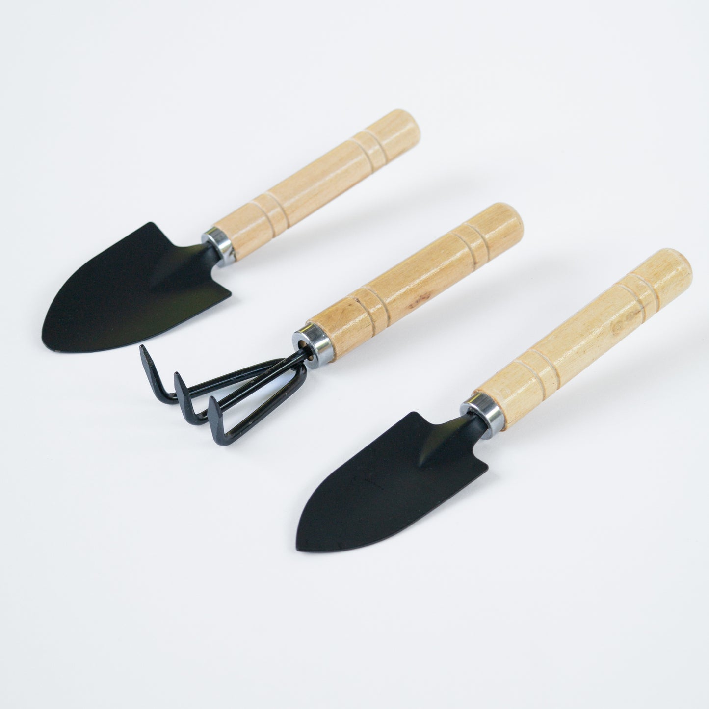 סט כלי גינון לילדים - 3 חלקים עם ידיות עץ