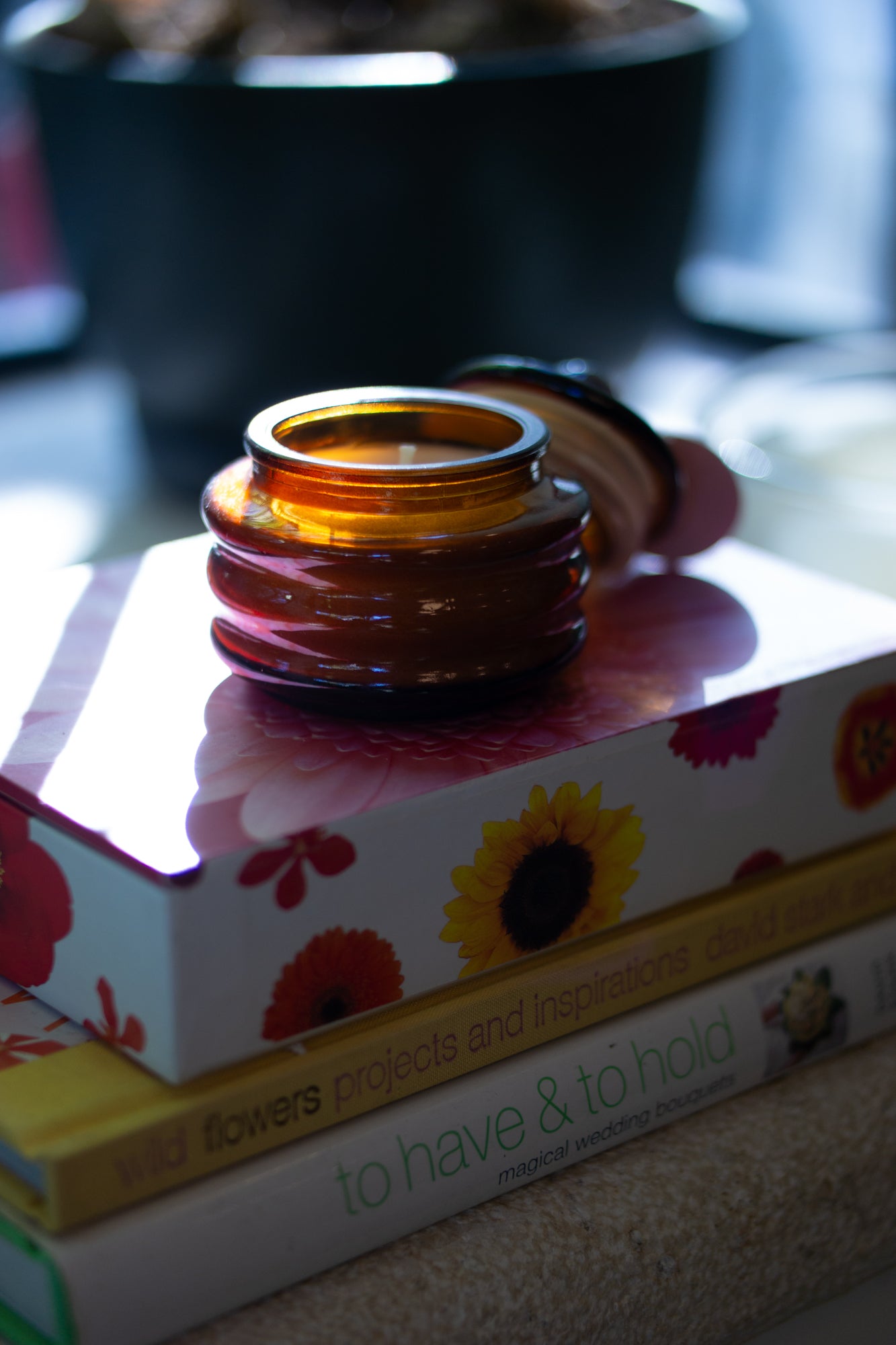 נר זכוכית אמבר - רימון ערמונים