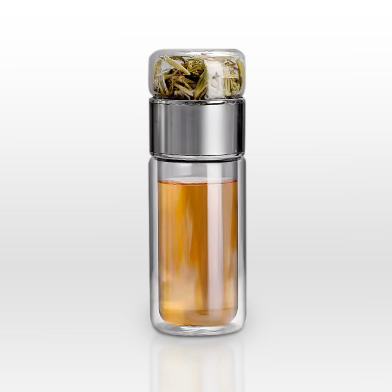 בקבוק חליטת תה מזכוכית כפולה