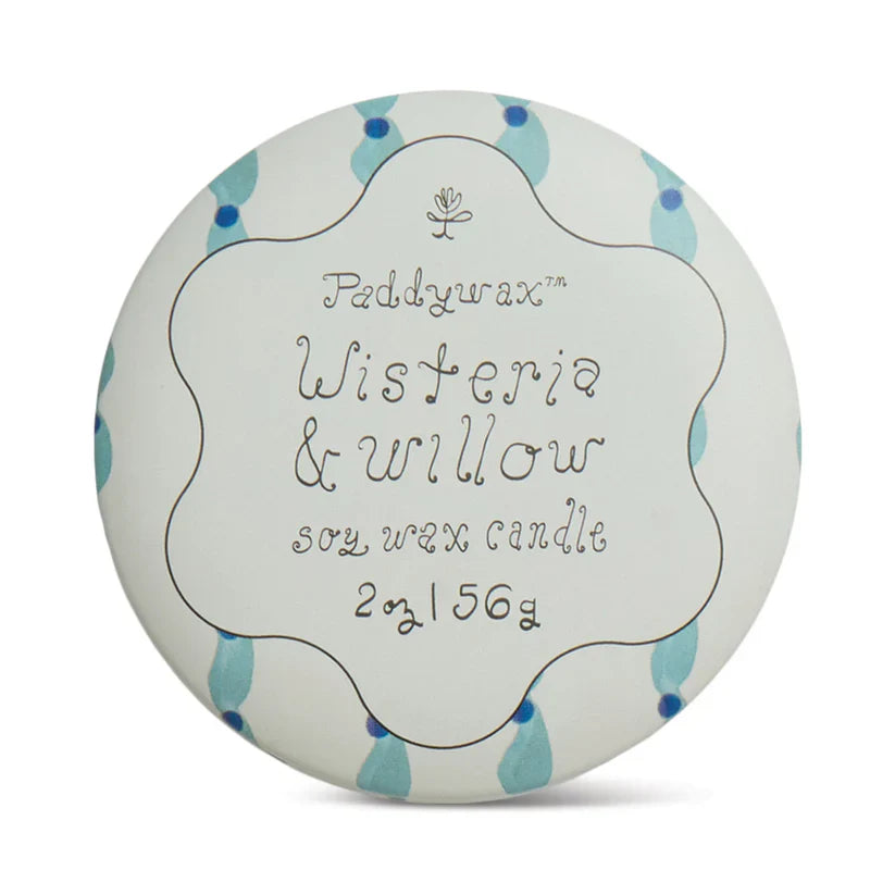 נר בקופסת פח: Tulip, Wisteria & Willow