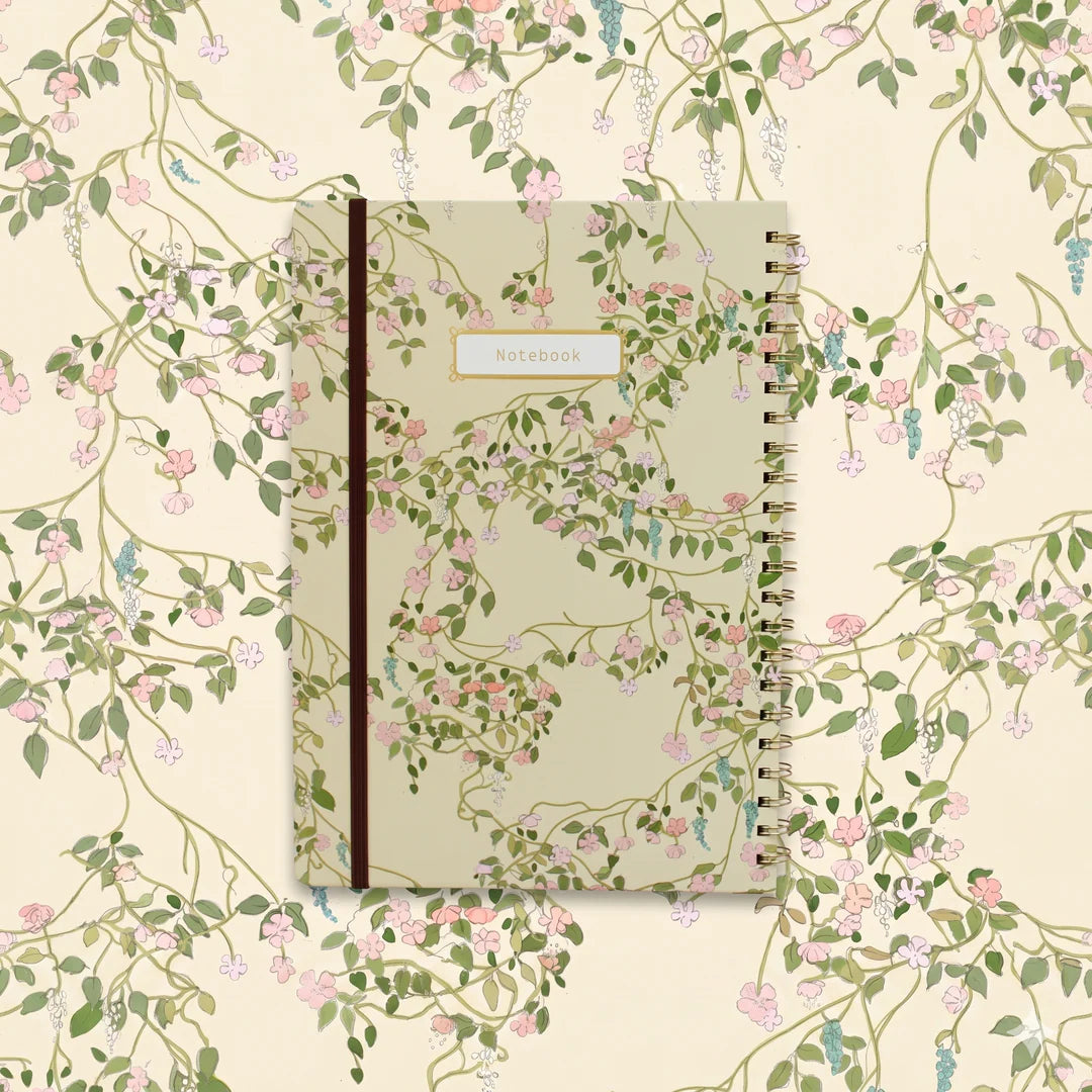 מחברת ספירלה עם חבק: Floral Vines