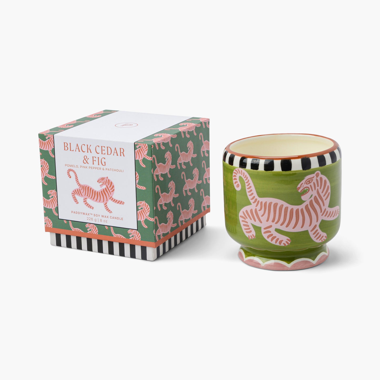 נר בכלי קרמי מאוייר Black Cedar & Fig