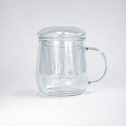 סט זכוכית לחליטת תה עם מסנן ומכסה