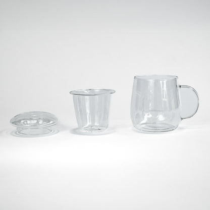סט זכוכית לחליטת תה עם מסנן ומכסה