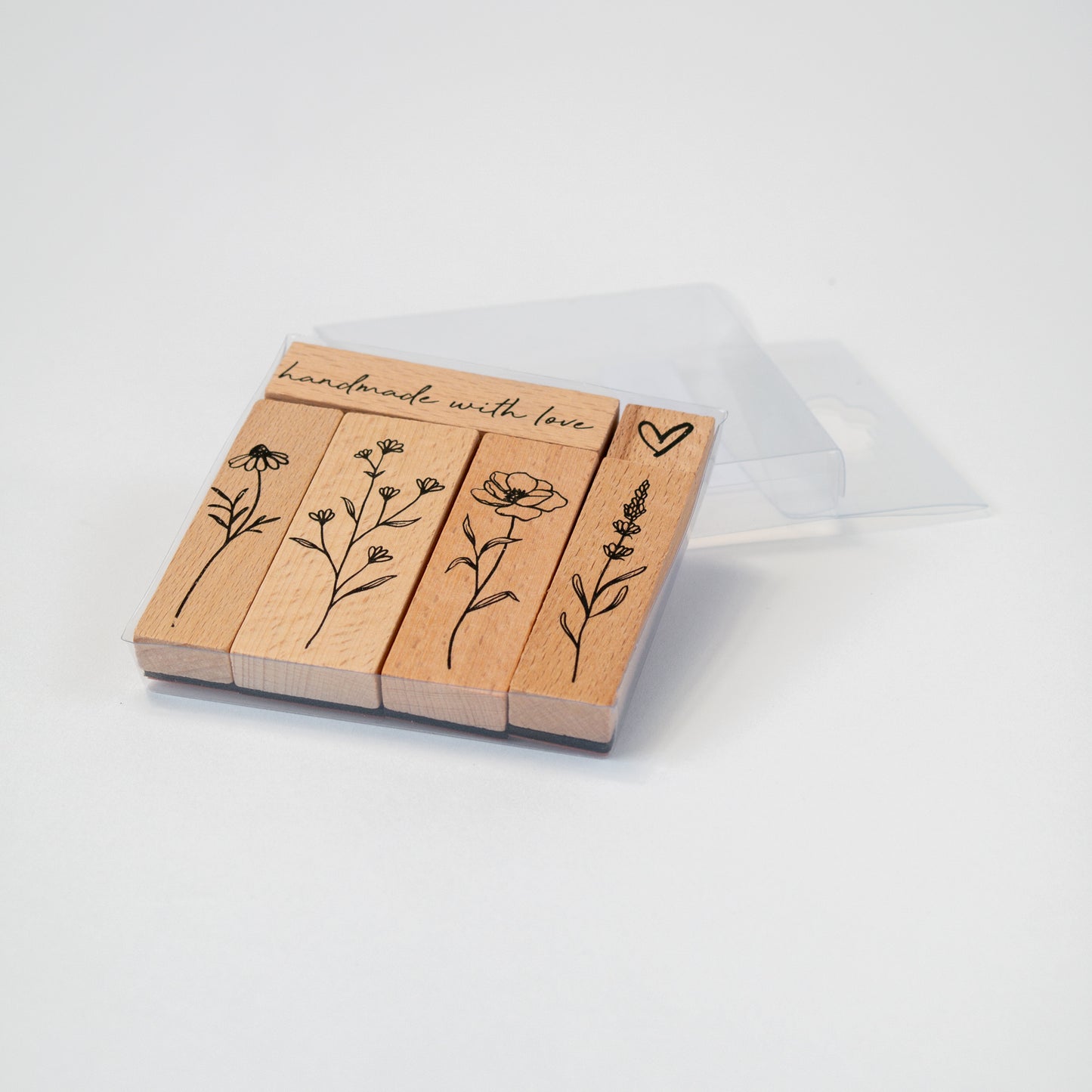 סט 6 חותמות גומי ועץ פרחוניות