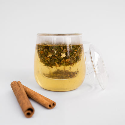 סט זכוכית לחליטת תה עם מסנן ומכסה