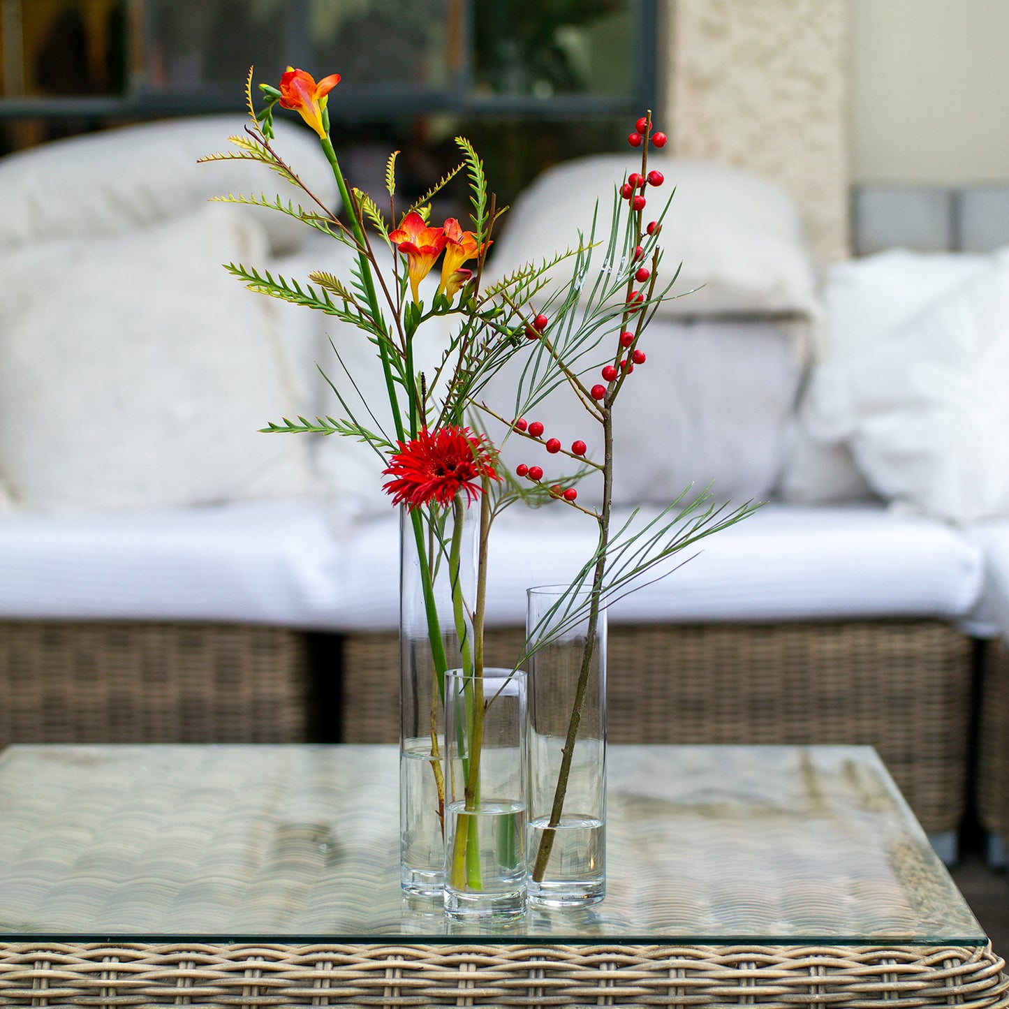 אגרטל זכוכית צילינדר – שלושה גבהים