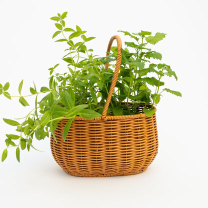 סלסלת ראטן מעוגלת עם ידית