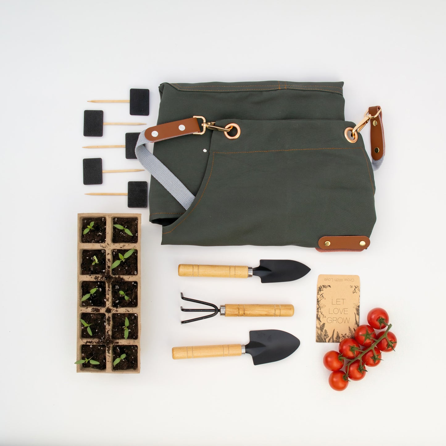 סט כלי גינון לילדים - 3 חלקים עם ידיות עץ